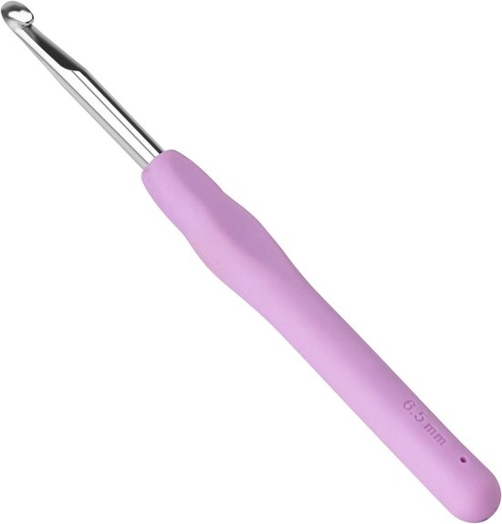 Ergonomische haaknaald 6.5 mm, zachte aluminium handgreep voor beginners en hobbyisten in haken en breien