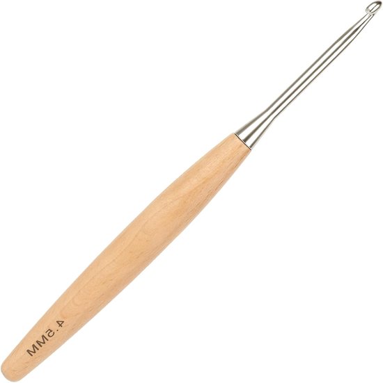 Ergonomische Haaknaald van 4.5mm met Houten Handvat, Lichtgewicht en Geschikt voor Artrose, Ideaal voor Haken en Breien van Merkloos