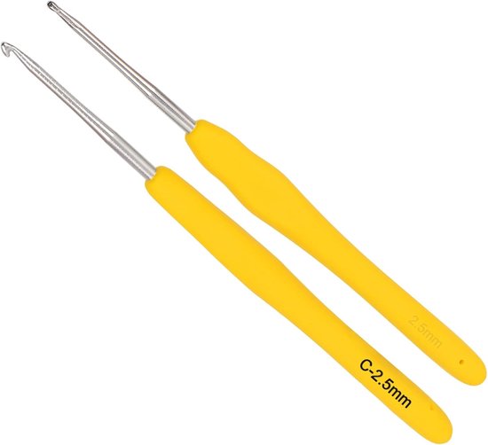 Ergonomische Haaknaalden 2.5mm - Set van 2, Lichtgewicht Metalen Haaknaalden voor Beginners en Professionals, Ideaal voor Artrose en Comfortabel Haken