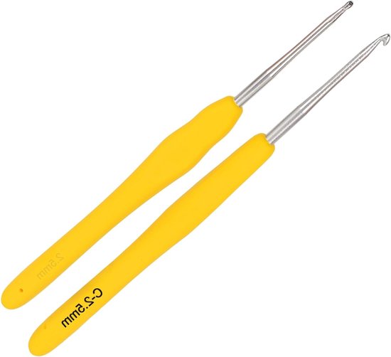 Ergonomische Haaknaalden 2.5mm - Set van 2 Stuk, Lichtgewicht Metalen Haaknaalden voor Beginners en Professionals, Ideaal voor Artrose en Comfortabel Haken van Merkloos
