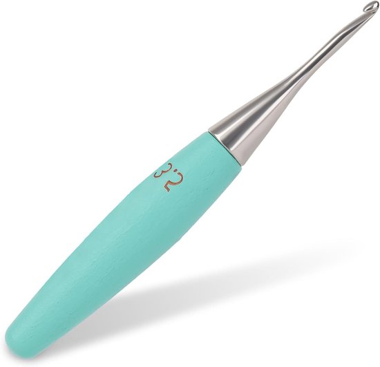 Ergonomische Haaknaalden 3.5mm met Beukenhouten Handvat, Rvs Haaknaalden voor Beginners, Kleurige en Stijlvolle Haaknaalden voor Haken van Mutsen en Accessoires