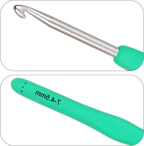Ergonomische Haaknaalden 4.5mm - Set van 2, Lichtgewicht en Comfortabel voor Beginners en Professionals, Ideaal voor Artrose en Haken van Merkloos
