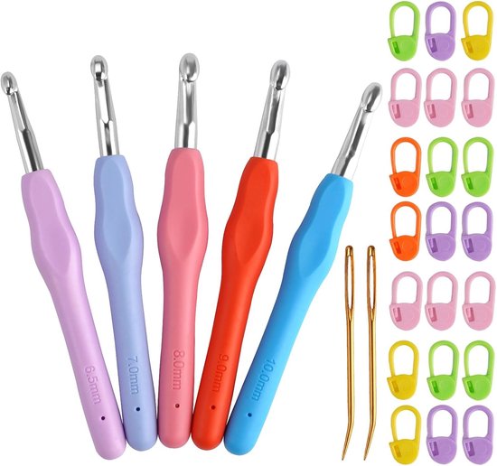 Ergonomische Haaknaalden Set met 5 Verschillende Maten voor Comfortabel Haken en Breien