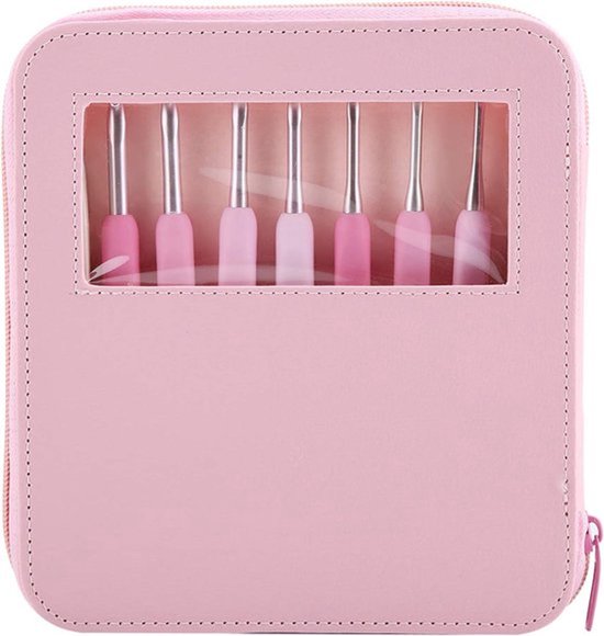 Ergonomische haaknaalden set met kleurverloop, inclusief schaar en PU tas, 9-delig, maten 2.5 mm tot 6 mm, ideaal voor haken en handwerken