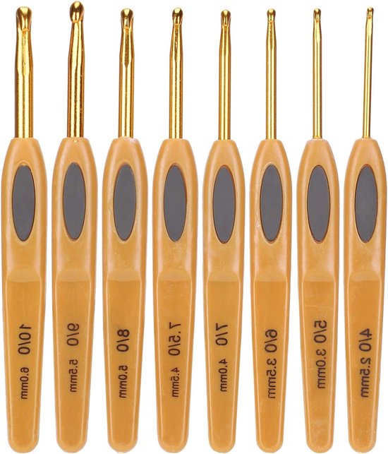 Ergonomische Haaknaalden Set van 8 Stuks voor Breien en Haken - Ideaal voor Beginners en Gevorderden, Perfect voor Creatieve Projecten en DIY Handwerken van Merkloos