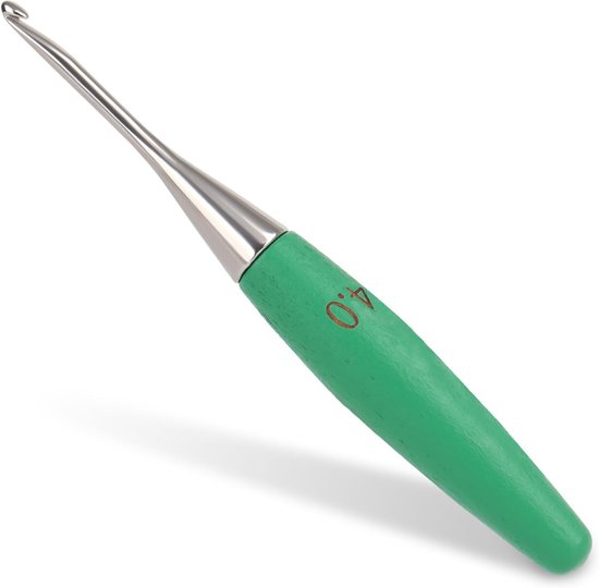 Ergonomische Haaknaalden van 4mm met Beukenhouten Handvatten, Geschikt voor Beginners, Ideaal voor Haken van Mutsen en Creatieve Projecten