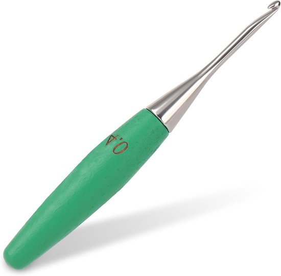 Ergonomische Haaknaalden van 4mm met Beukenhouten Handvatten, Gladde RVS Haaknaalden voor Beginners, Kleurrijke en Stijlvolle Haaknaald voor Haken van Mutsen en Accessoires