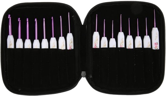 Ergonomische haakset van 16 stuks met opbergdoos, 1mm tot 6mm, ideaal voor beginners en haakliefhebbers, perfect voor artritisvriendelijk haken van Merkloos