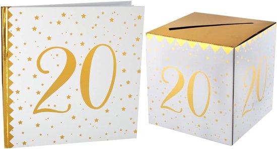 et Livre d'or Anniversaire Métalisé Or -20 ans