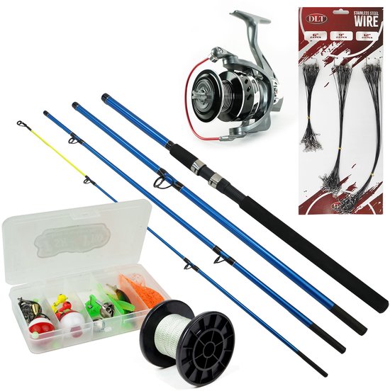 Eurocatch Complete Zeevis & Roofvis Hengel Set - Blue Drifter Travel Rod 2.70m - 6000 Molen - Gevlochten Lijn - Accessoireset - Onderlijnen van Merkloos