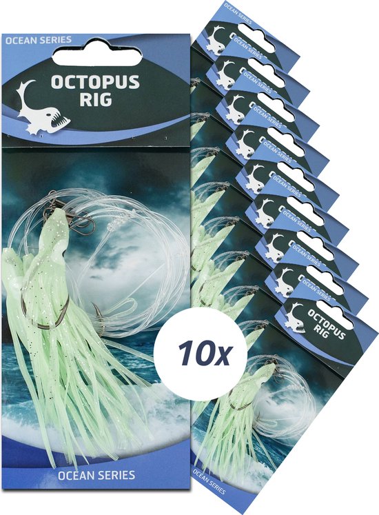 Eurocatch Octopus Onderlijnen - 3-Haken - Luminous - 10 stuks - Wrakvissen - Kabeljauw - Zeevissen - Kabeljauw van Merkloos