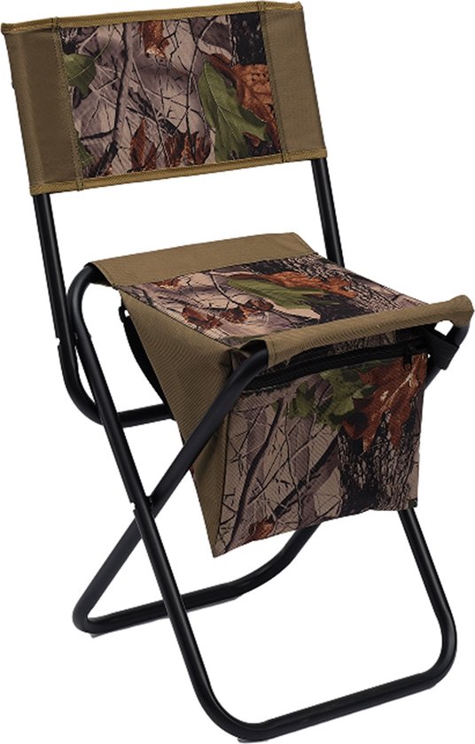 Eurocatch Opvouwbare stoel - Viskrukje - Visstoel - Vistoeltje Met Tas en Rugleuning - Camping stoeltje - Camouflage - Stevig 19mm Frame van Merkloos
