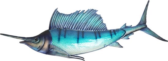 Eurocatch Sailfish - Muurdecoratie 110cm - 3-D Metaal en Glas - Kunst - Cadeau Idee - Vaderdag Cadeau
