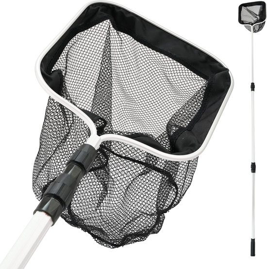 Eurocatch - Schepnet Zwembad - Vijvernet - Fijnmazig - Stevig - Telescopische Steel 1.80m - 30x 30cm - Zwart van Eurocatch