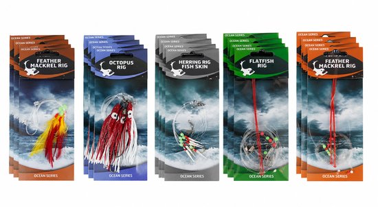 Eurocatch Sea Rig Assortment – Complete Zeeonderlijnen Set – 20 Onderlijnen voor Makreel, Haring, Platvis & Kabeljauw