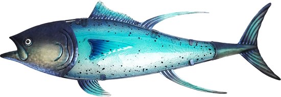 Eurocatch Tonijn - Muurdecoratie 80cm - 3-D Metaal en Glas - Kunst - Mancave Decoratie - Wanddecoratie - Cadeau Idee - Vaderdag Cadeau