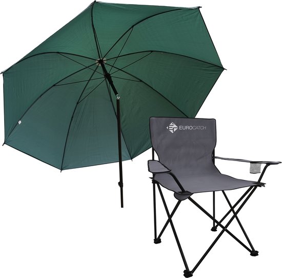 Eurocatch Visstoel & Paraplu - Set - Campingstoel - Visparaplu van Merkloos