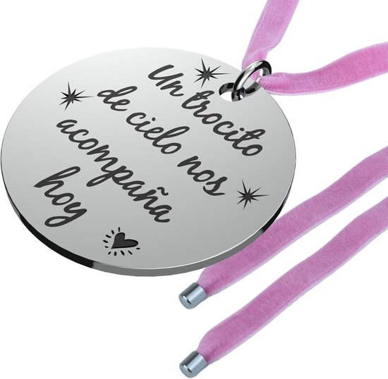 evenementen van de Tata - bruidsboeket medaille - bruidsboeket fineer - medaille bruiloft boeket (een tozitus uit de hemel, ronde medaille zilver kant roze)