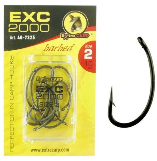 EXC '2000' Karper Haken - Haakmaat #2 - 10 stuks - Barbed - Karper Haak - Carp Hooks - voor Karper Onderlijnen van EXC
