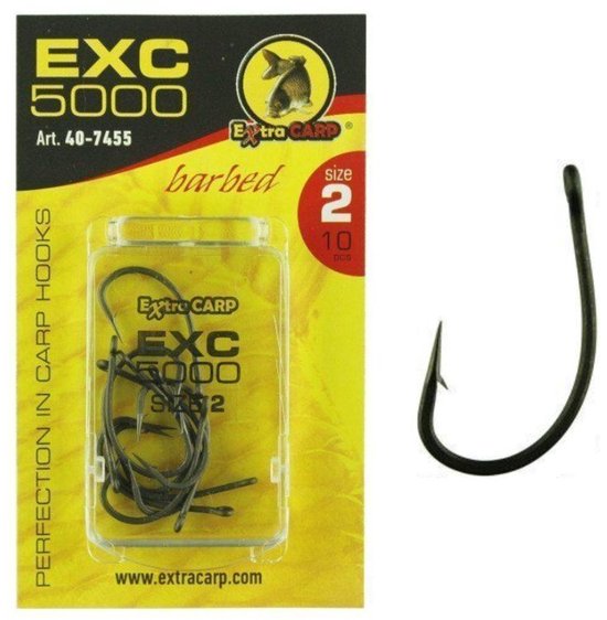 EXC '5000' Karper Haken - Haakmaat #6 - 10 stuks - Barbed - Karper Haak - Carp Hooks - voor Karper Onderlijnen van Merkloos