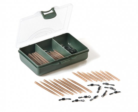 EXC Anti Tangle & QC Swivels Pack - 60pcs - Anti Tangle Sleeves & Swivels in bakje - Karpervissen Rigmateriaal - Karper onderlijn