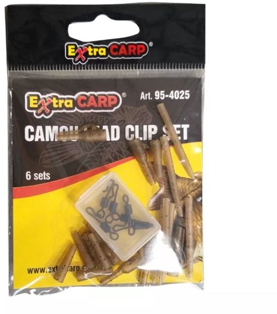 EXC Camou Lead Clip Set - 6 sets - Met QC Swivels -Loodclips voor Karper Onderlijn - Rigmateriaal voor Vissen van EXC