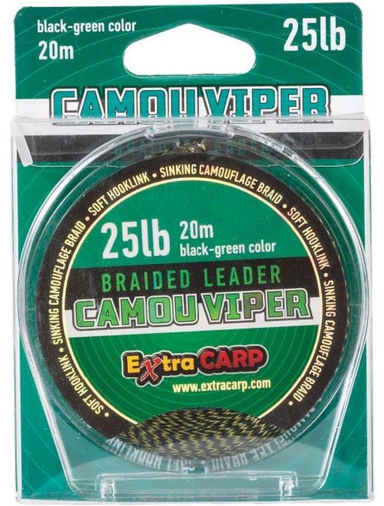 EXC Camou Viper - 25lb - 20m - Groen/Zwart - Karper Onderlijnmateriaal - Onderlijn Karpervissen - Hooklink Leader - Rigmateriaal