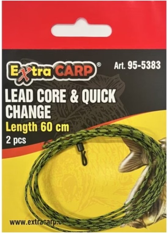 EXC Lead Core & Quick Change - 60cm - 2 stuks - Leadcore Leader met Swivel - Karper Vissen Onderlijn van Merkloos
