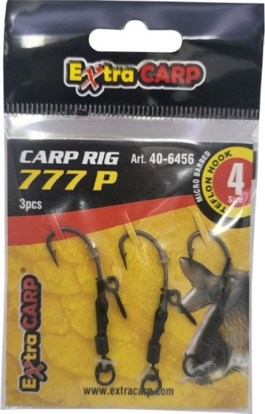 EXC Spinner Rig 777 w/ Pin - Haakmaat #4 - 3 stuks - Met Bait Screw - Karper Onderlijn - Ronnie Rig