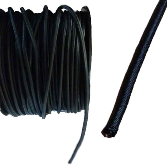 Expanderseil 10mm, zwart, 15 Meter, UV-bestendig