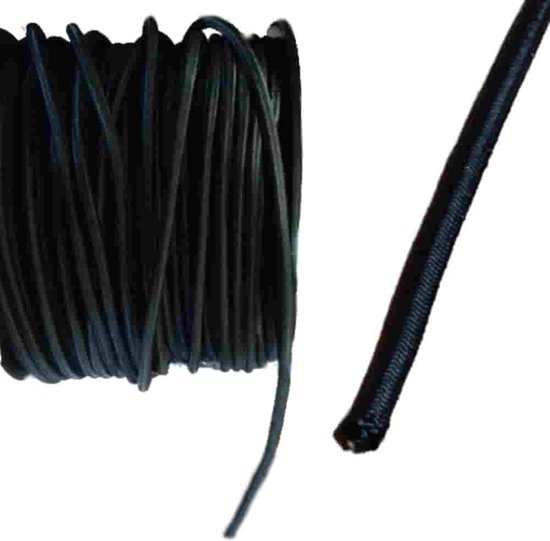 Expanderseil zwart, 8 mm, 15 meter, Elastisch koord voor zeilen, Boni-Shop van Merkloos