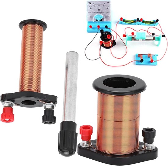 Experimentele inductiespoel voor natuurkunde, elektromagnetische inductie, primaire en secundaire spoelen, educatief instrument van Merkloos