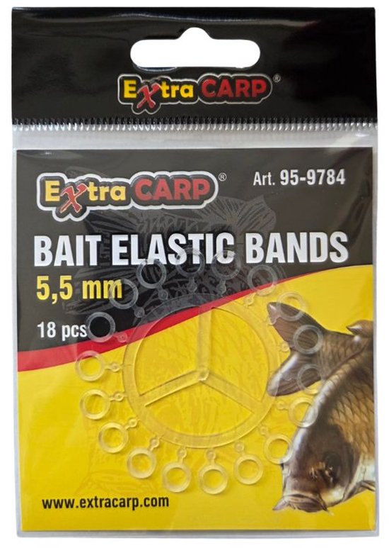 Extra Carp Bait Elastic Bands - 5.5mm - 18 stuks - Oppervlakte Karper Vissen - Elastiek met haakoog van Extra Carp