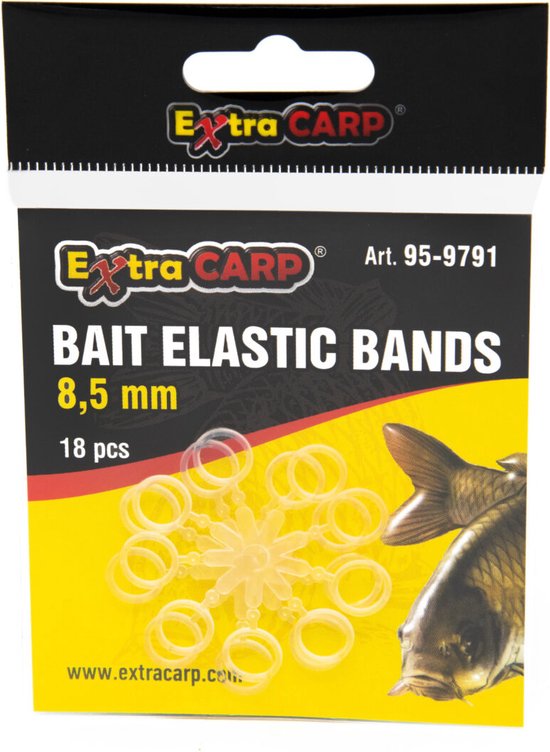 Extra Carp Bait Elastic Bands - 8.5mm - 18 stuks - Oppervlakte Karper Vissen - Elastiek met haakoog van Extra Carp