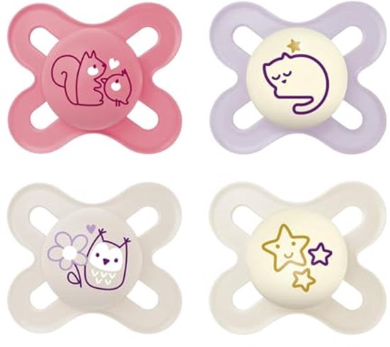 Extra kleine siliconen fopspeen set voor prematuur en pasgeborenen - 0-2 maanden, set van 4 met steriliserende transportboxen van Philips Avent