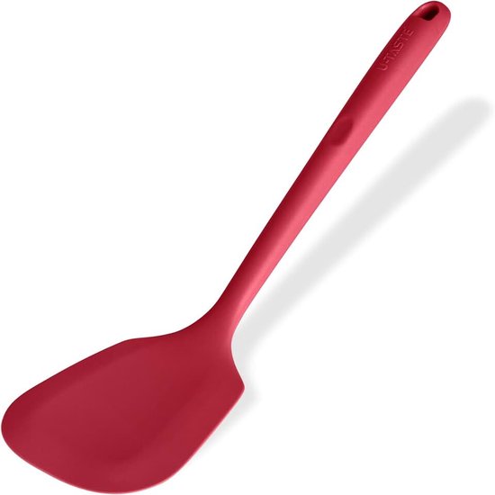 Extra Lange Siliconen Spatel met Stevig (Rood) | 315 ℃ Hittebestendige Keuken Spatel van Voedselkwaliteit,Naadloos anti Aanbak Rubber Kookgerei voor Frituren Pannenkoeken vis