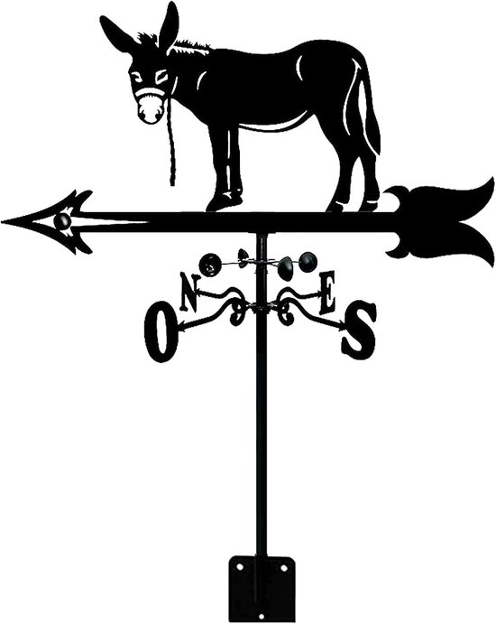 Ezel windwijzer met pijl RVS windvaan Satijn zwarte windwijzer Ornament Weerhaan Richtingaanwijzer Tuin Stake Art Decor Meten ook