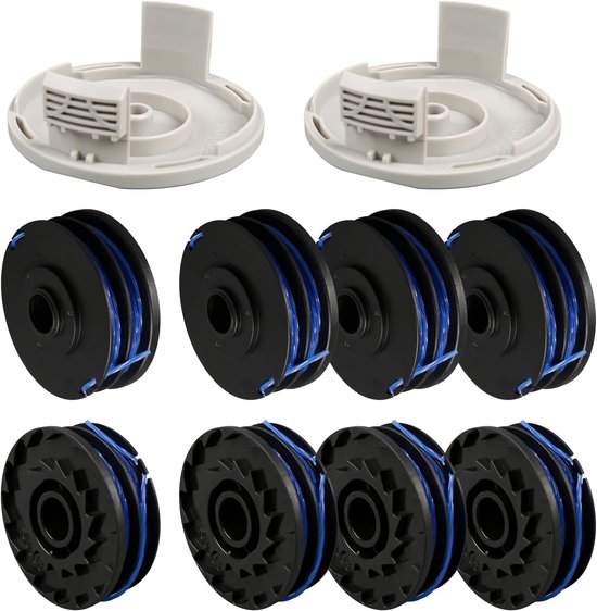 Φ1.5mm 8M voor RAC123, compatibel met Ryobi RLT4027, RLT4125, RLT5027, RLT6030, RLT5127, RLT6130-5132002670, vervangende lijn voor snoeischaar met RAC122-afdekking (8 spoelen + 2