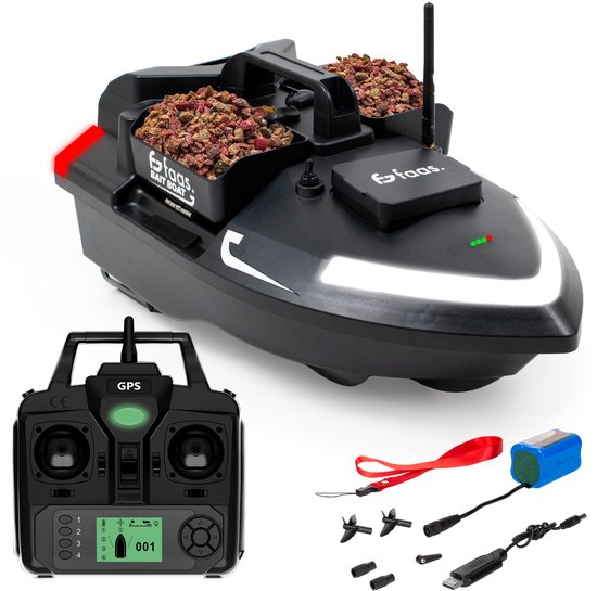 Faas Voerboot T60 - Afstand Bestuurbaar - Voerboot karper - Baitboat - Ingebouwde GPS - Met Cruise Control en Batterij - Karper Voerboot - Zwart van Merkloos