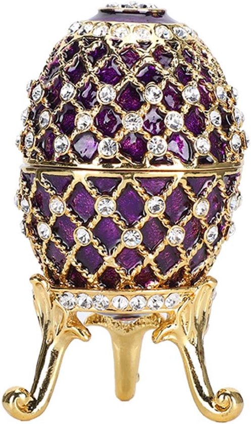 Faberge-ei, Europees Vintage verguld geschilderde ornamenten Sieraden Snuisterijdoosje, Uniek cadeau Home Decor, Beste ornament uit je collectie, voor Home Decor/Friends, Paars