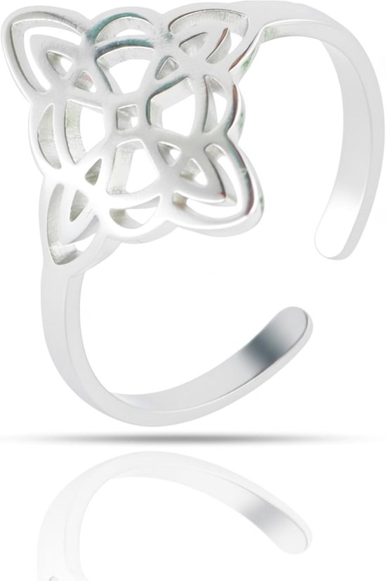 Faith Heksenknoop ring voor dames, verstelbaar, roestvrij staal, triskel, talisman, Keltisch, magisch, beschermend, Ajustable, Roestvrij staal, niet van toepassing.