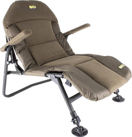 Faith Lounge Chair Small- Karperstoel - Visstoel - Campingstoel - Opklapbaar - Armleuning - Fleece Zitting - Zeer Comfortabel - Groen van Merkloos