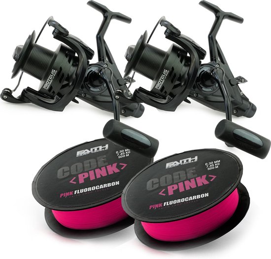 Faith Proteus Freerunner LC 8000 2 Reel Set - Karpermolen - Vismolen - Vrijloopmolen - Fluorocarbon lijn van Faith