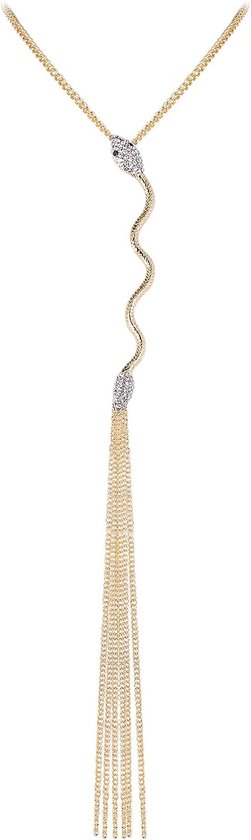 FAITH Slang Halsketting Kristal Lange Snake Hanger Art Deco Kostuum Statement Gouden Trui Ketting