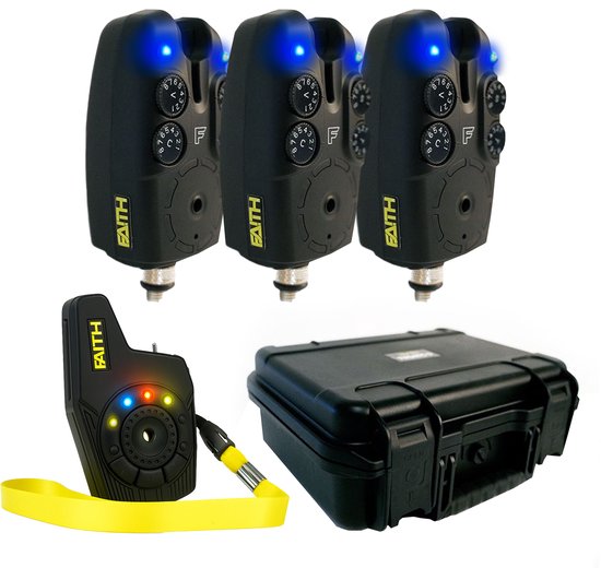 Faith Tronic-c Bite Alarm 3+1 - Beetmelderset - Met receiver - Zwart - in Solide Koffer - Karper van Faith