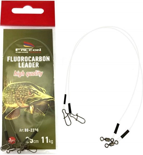 Falcon Fluorocarbon Leader - 11kg - 25cm - 2 stuks - Roofvis Fluorcarbon onderlijn - Kunstaas onderlijn van Falcon
