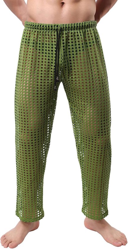 Fashion Mens Interest Hollow Sexy Mesh Broek Mode Vrije Tijd