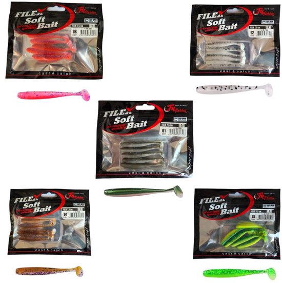 FC's FELIX Softbaits 'Assorti'- 7.5cm - 25 stuks - 5x5 Shads in verschillende kleuren - Shad/Soft Bait - Kunstaas voor Roofvissen - Voordeelpakket van Merkloos