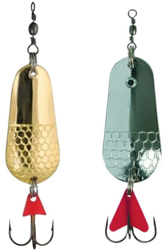 FC's Kunstaas Lepel 'DUO' - 2 stuks - 12g - 8cm - Goud & Zilver - Blinker voor Roofvis & Zeevis van Merkloos