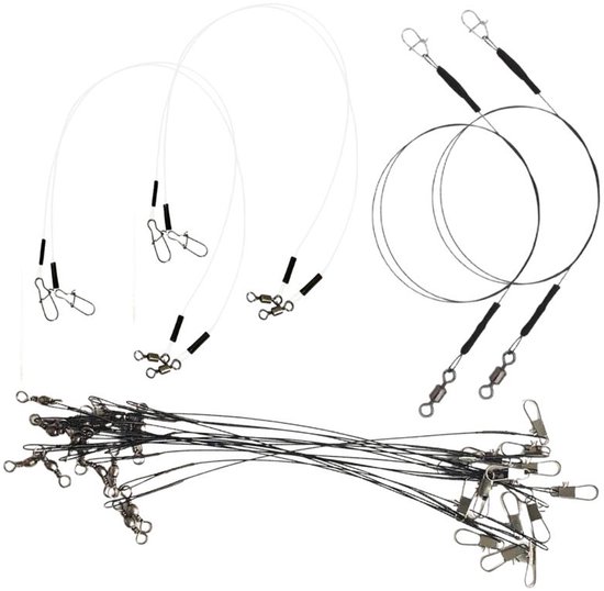 FC's Roofvis Onderlijnen 'Assorti' - 16 stuks - Stalen, Fluorocarbon & Titanium Leaders - Kunstaas Onderlijnen Set voor Roofvissen van Merkloos